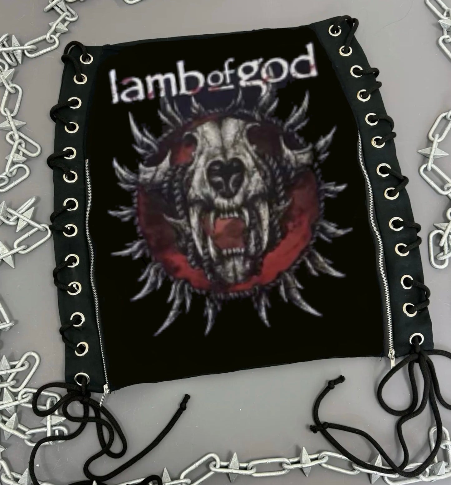 Lamb Of God Radial Lace Up Skirt
