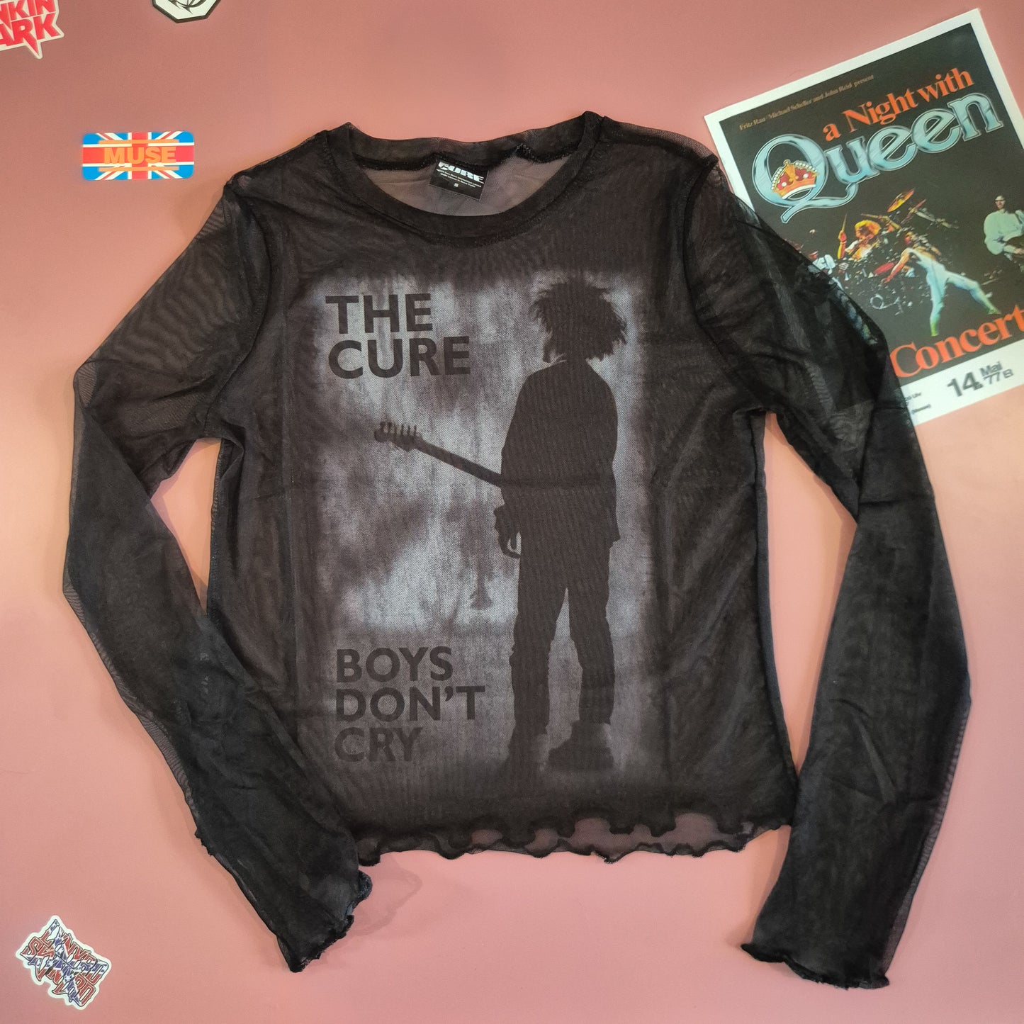 The Cure Boys Don’t Cry Mesh Crop Top