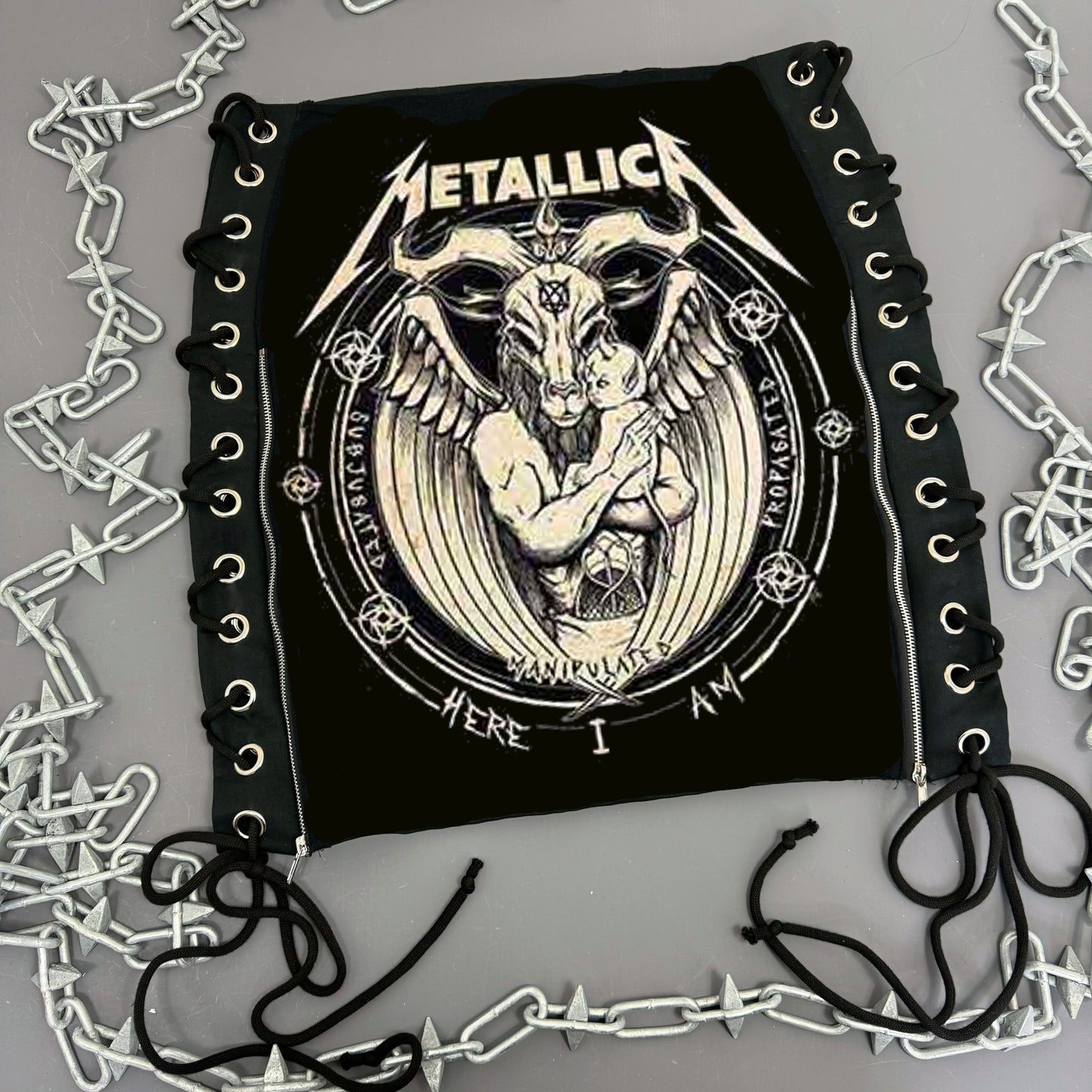 Metallica Baphomet Lace Up Skirt