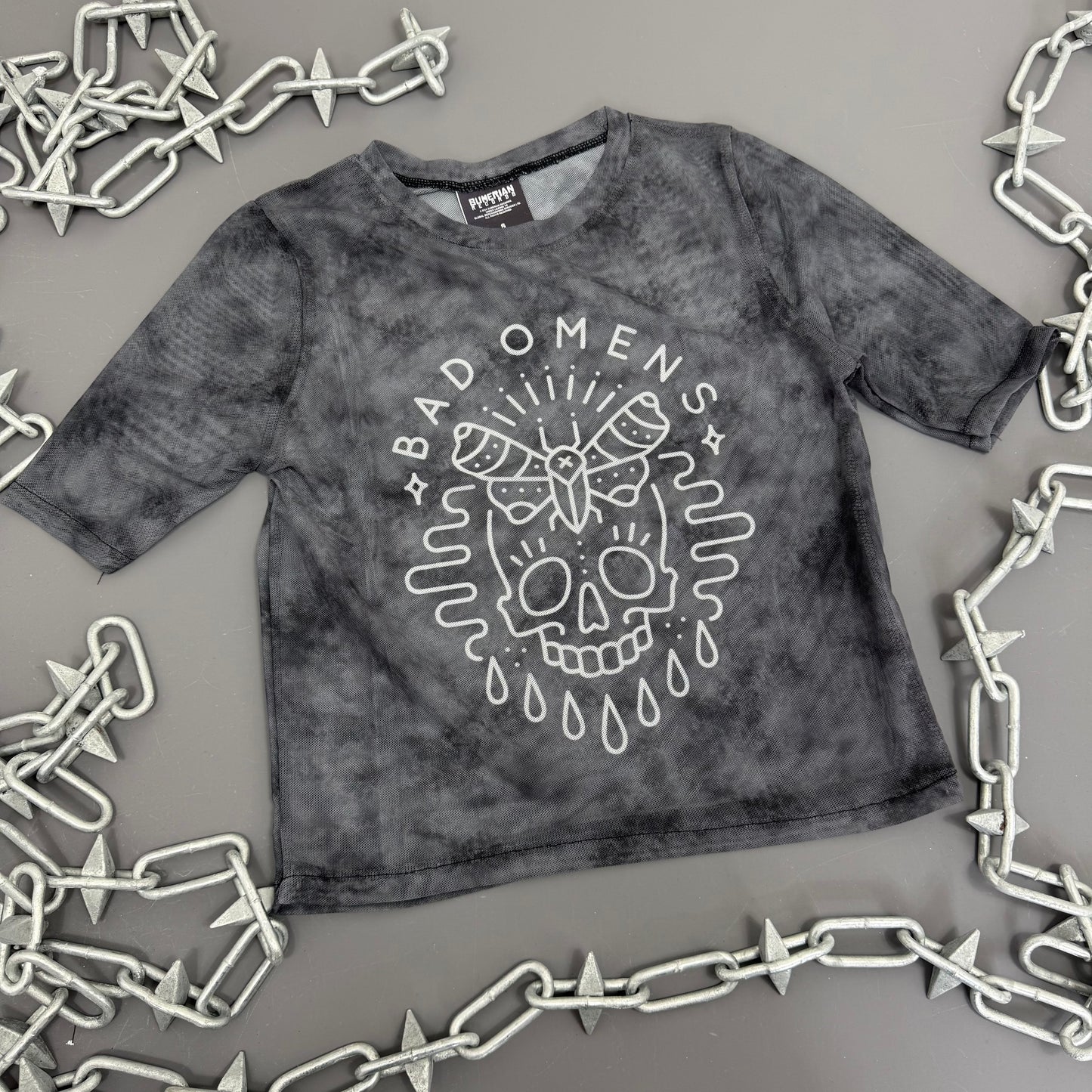 Bad Omens Moth Skull Mesh Top