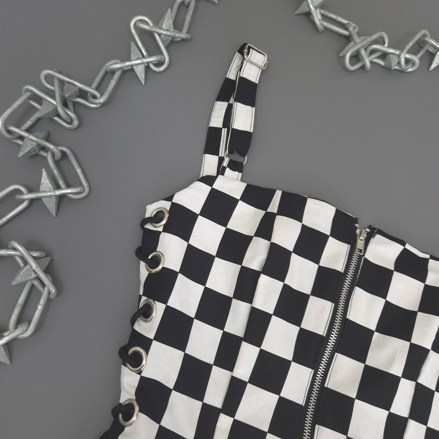 Checkerboard Lace Up Playsuit