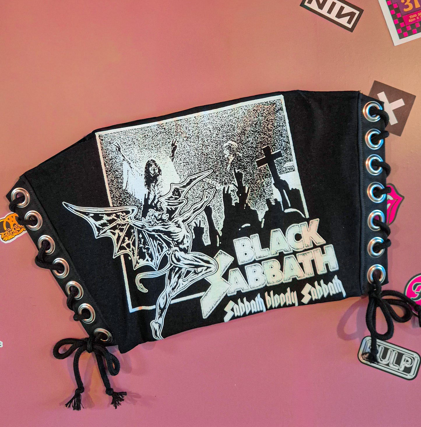 Black Sabbath Lace Up Top