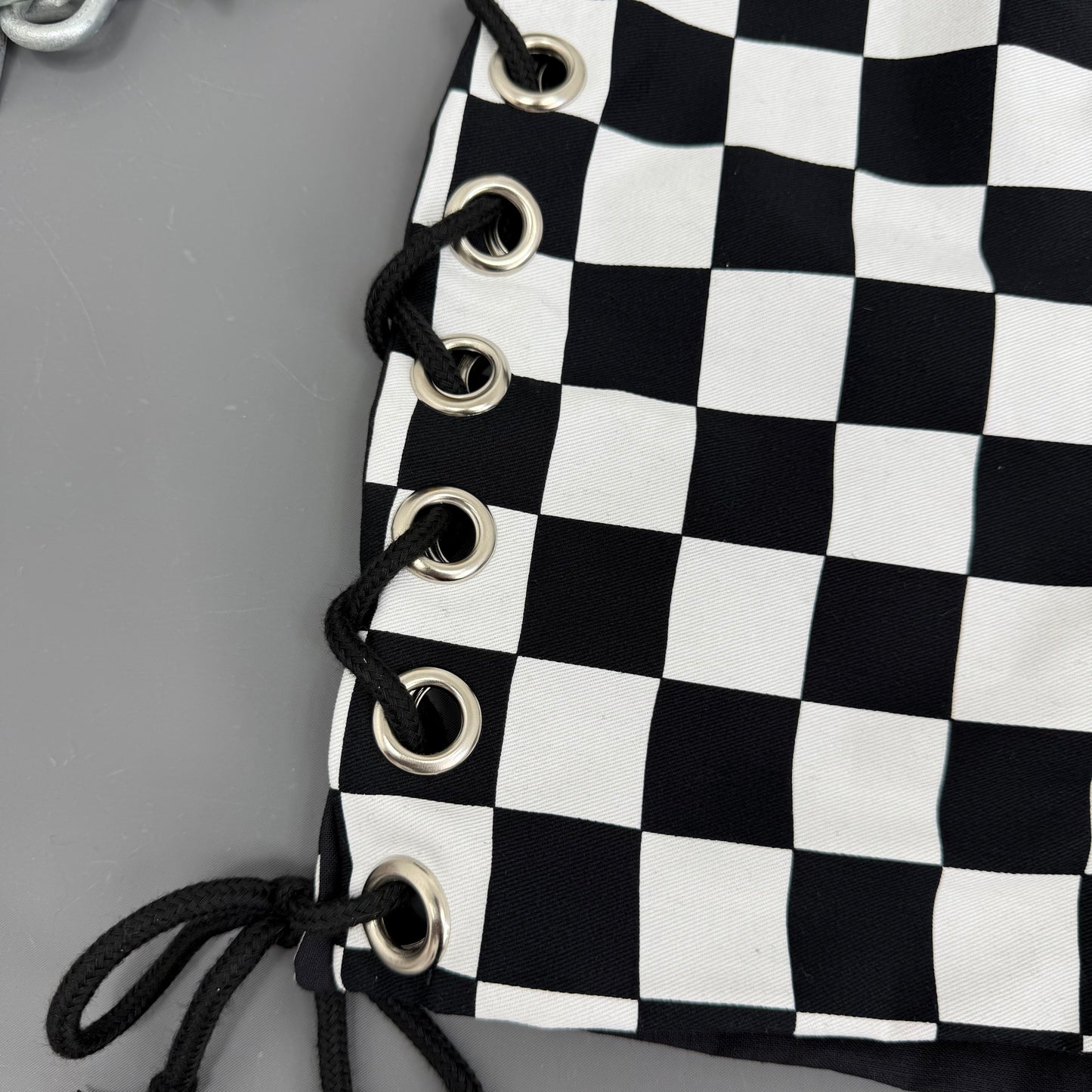 Checkerboard Lace Up Shorts