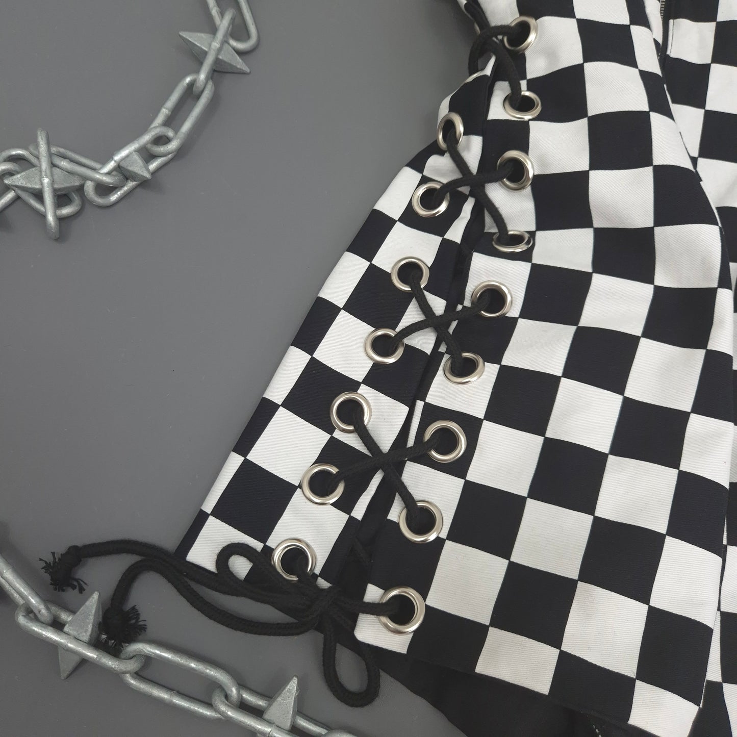 Checkerboard Lace Up Playsuit