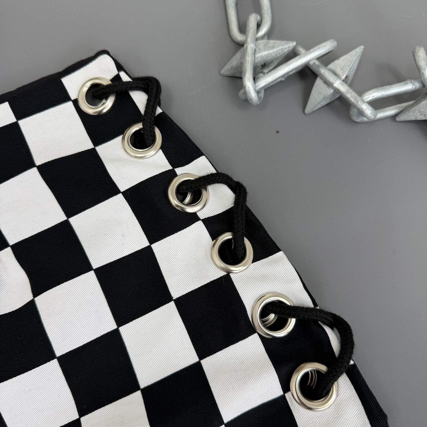 Checkerboard Lace Up Shorts