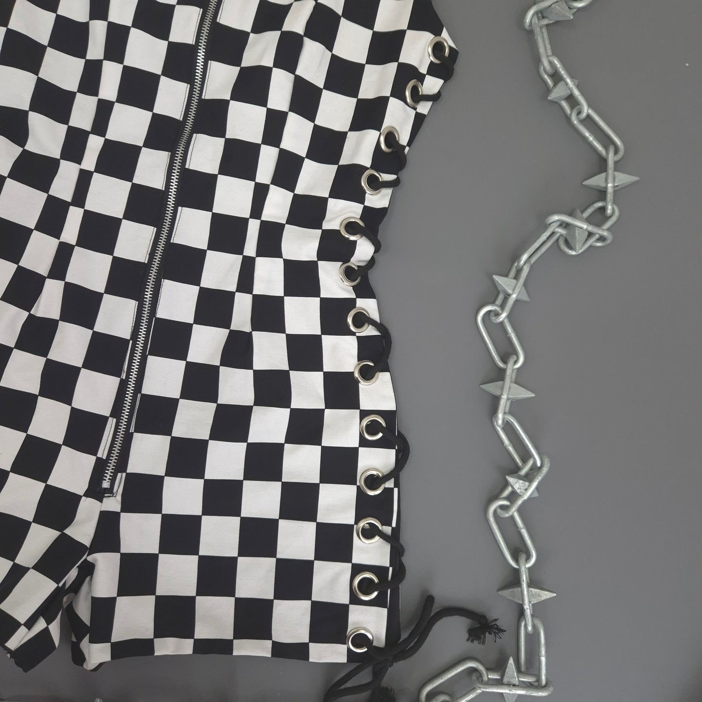 Checkerboard Lace Up Playsuit