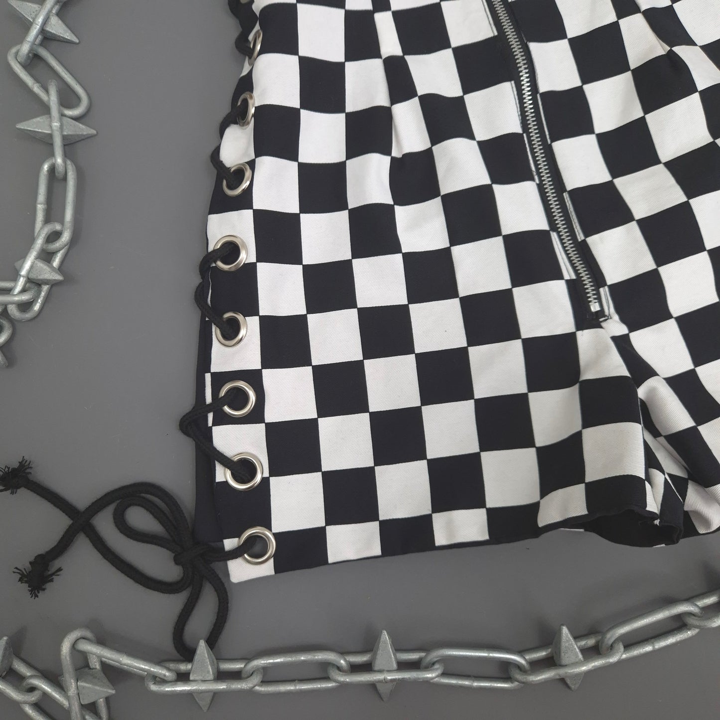 Checkerboard Lace Up Playsuit