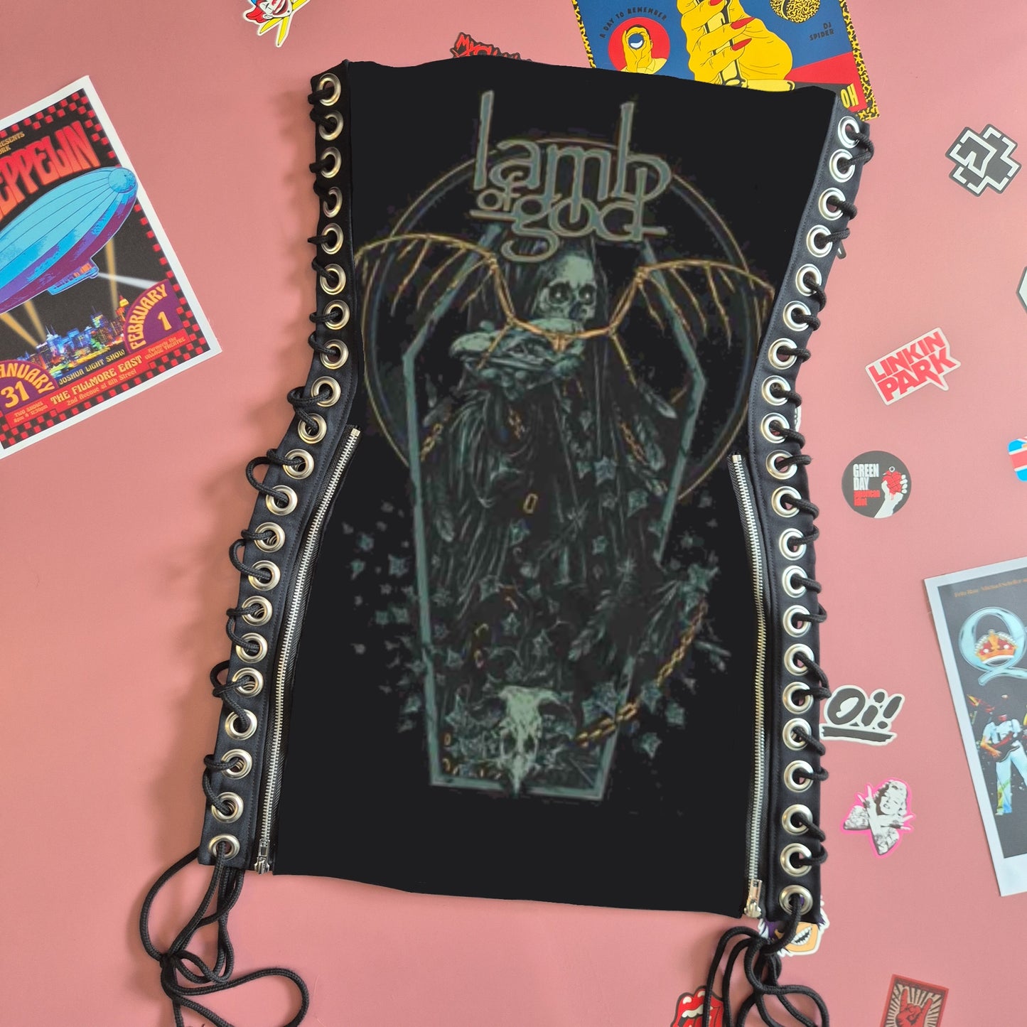 Lamb Of God Coffin Lace Up Dress