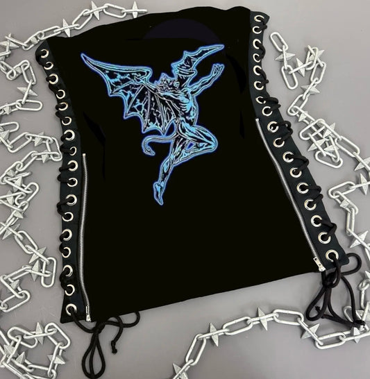 Black Sabbath Lightening Lace Up Dress