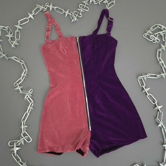 Pink And Purple Velvet Playsuit