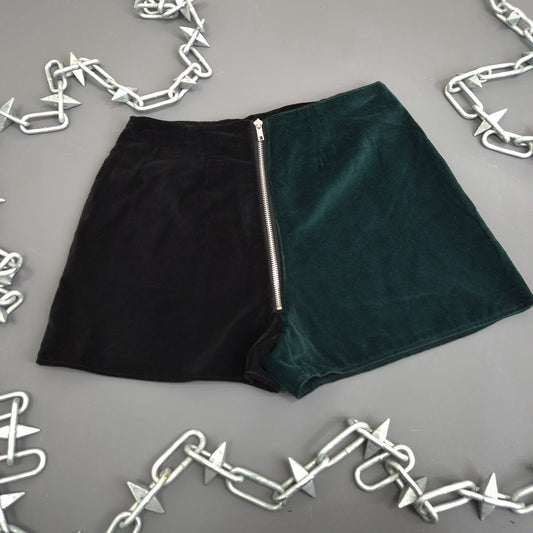 Black And Green Velvet Shorts