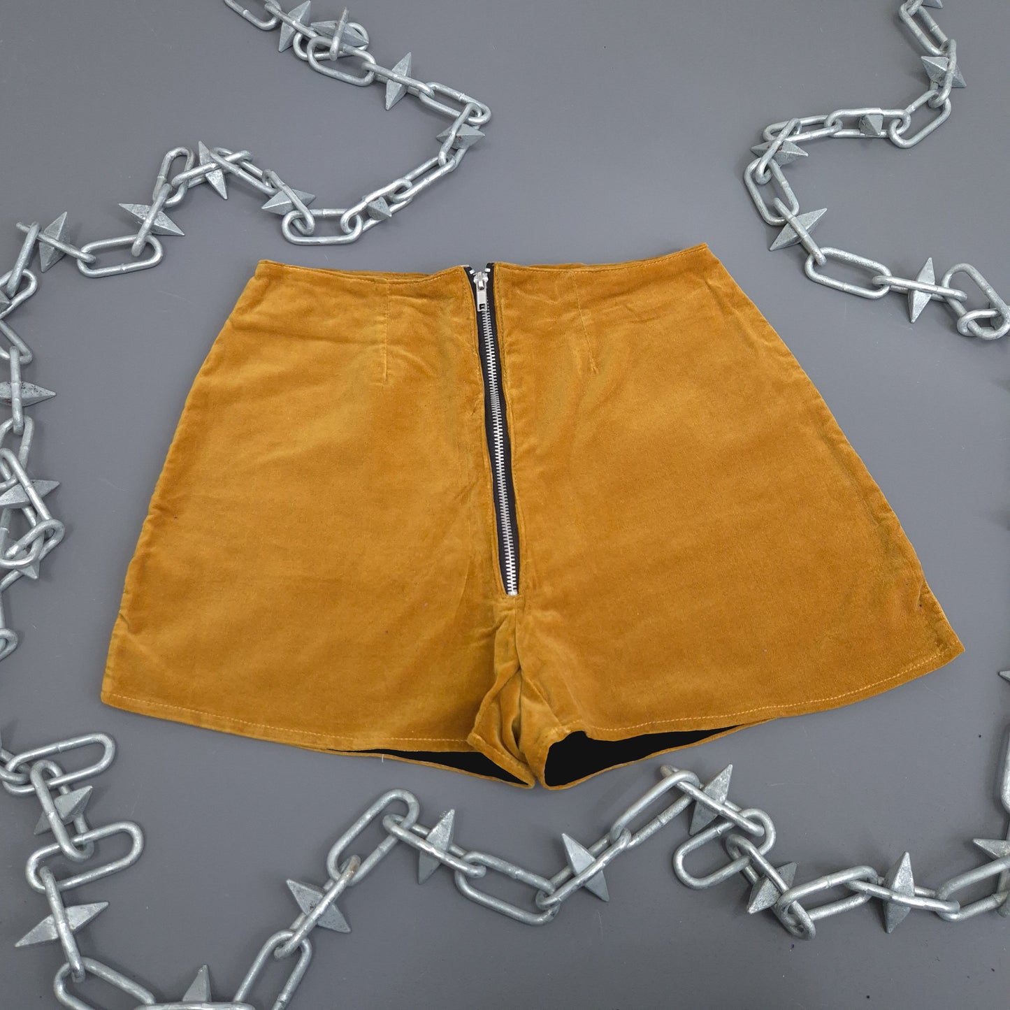 Mustard Velvet Shorts