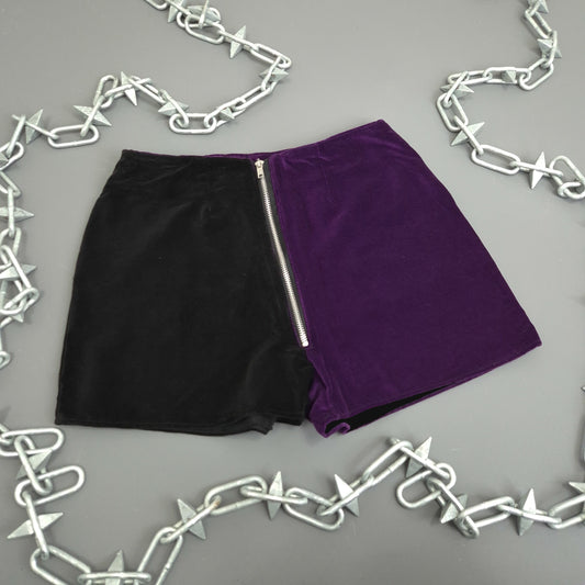 Black And Purple Velvet Shorts