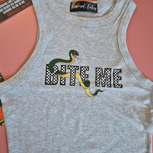 Bite Me Grey Racer Back Vest