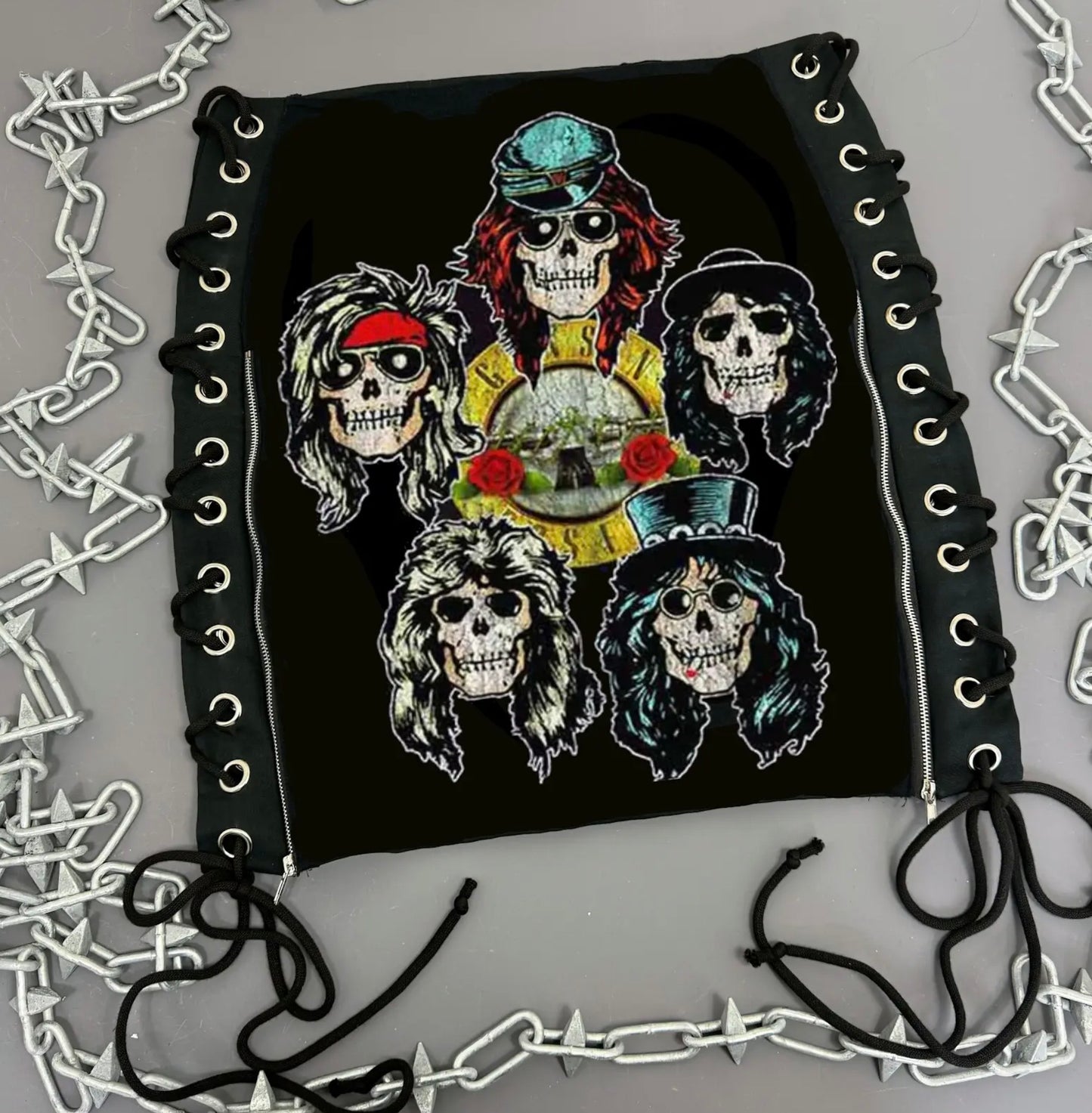 Guns N Roses Vintage Heads Lace Up Skirt
