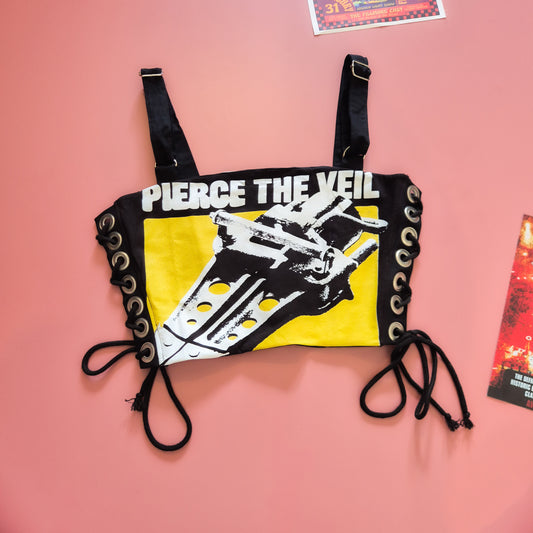 Pierce The Veil Lace Up Top With Straps