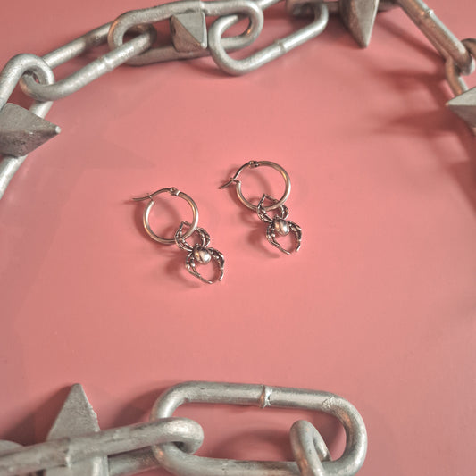 Orb Weaver Spider Hoop Earrings