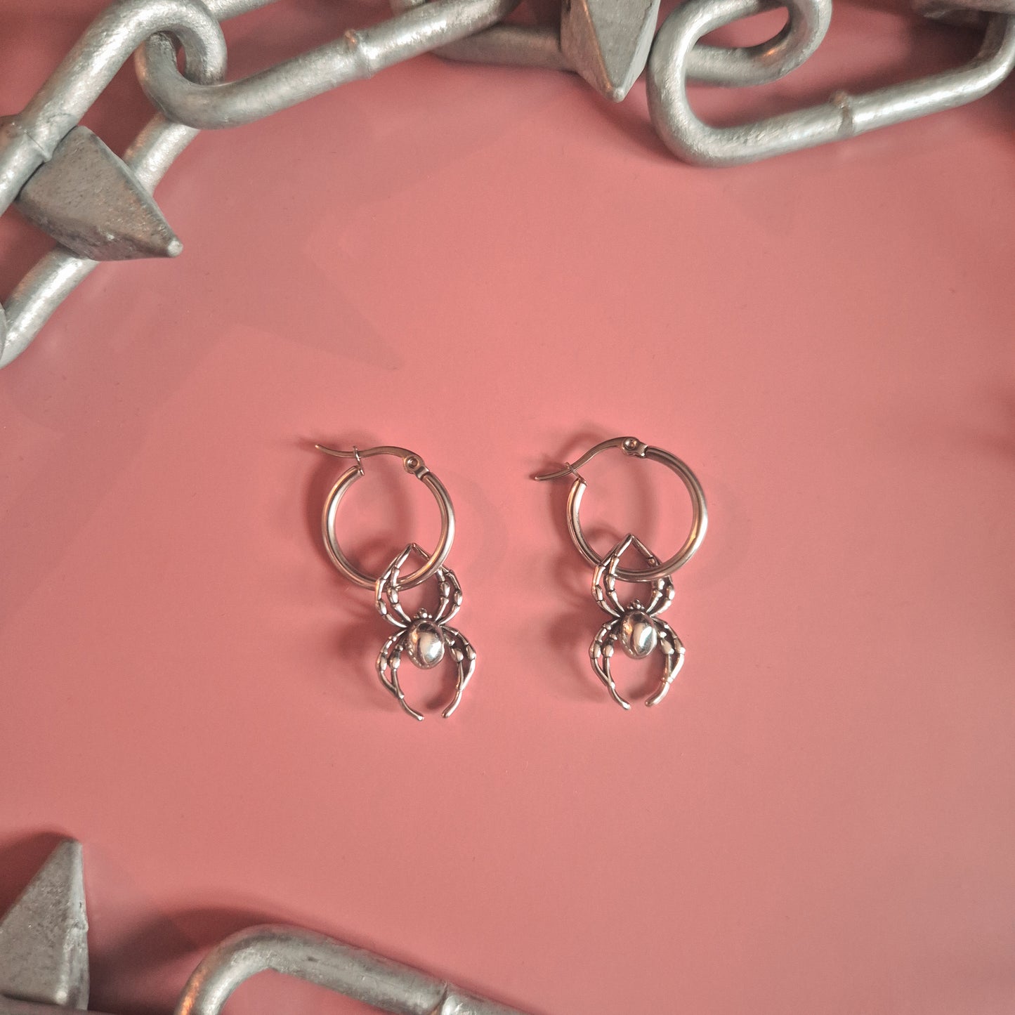 Orb Weaver Spider Hoop Earrings