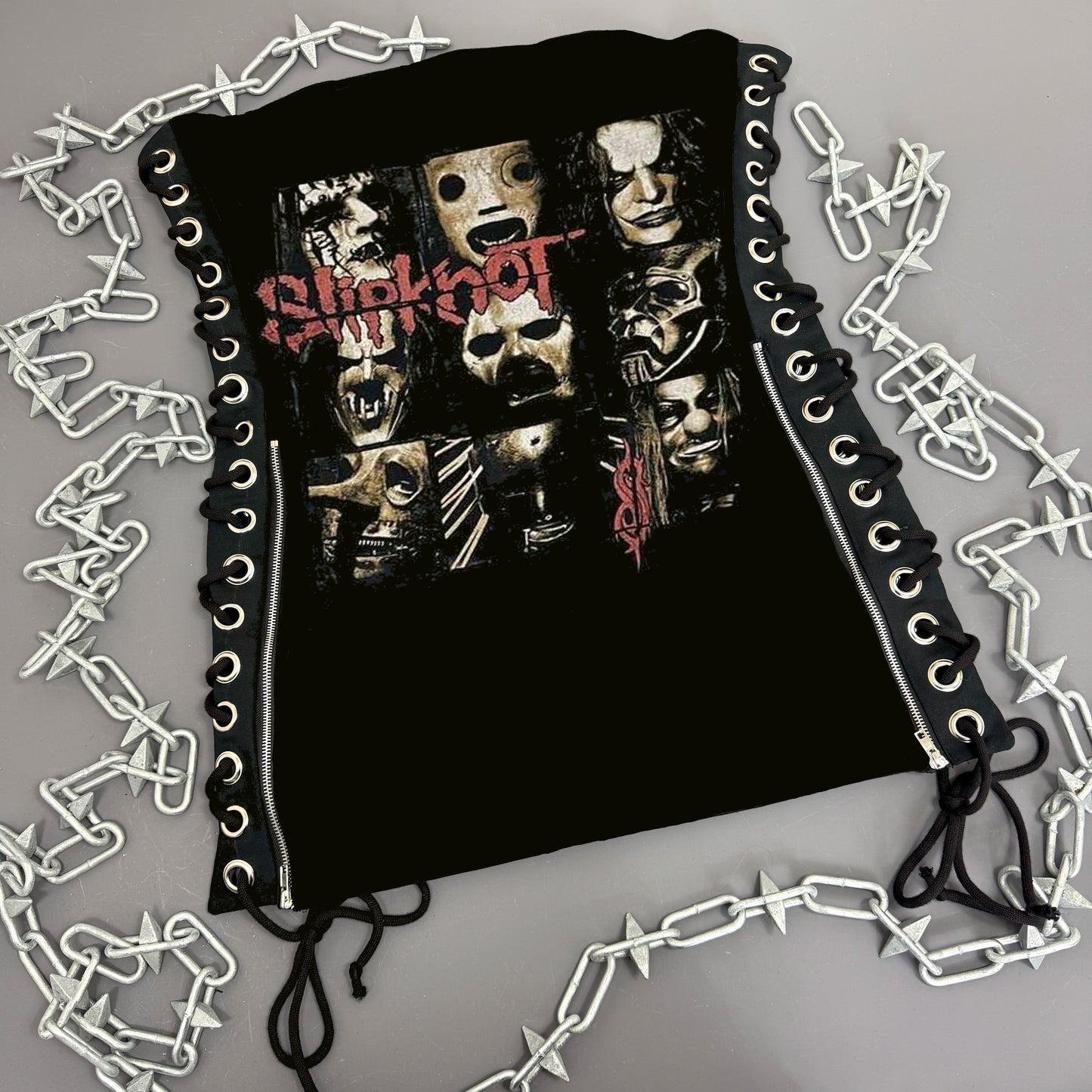 Slipknot Faces Lace Up Dress