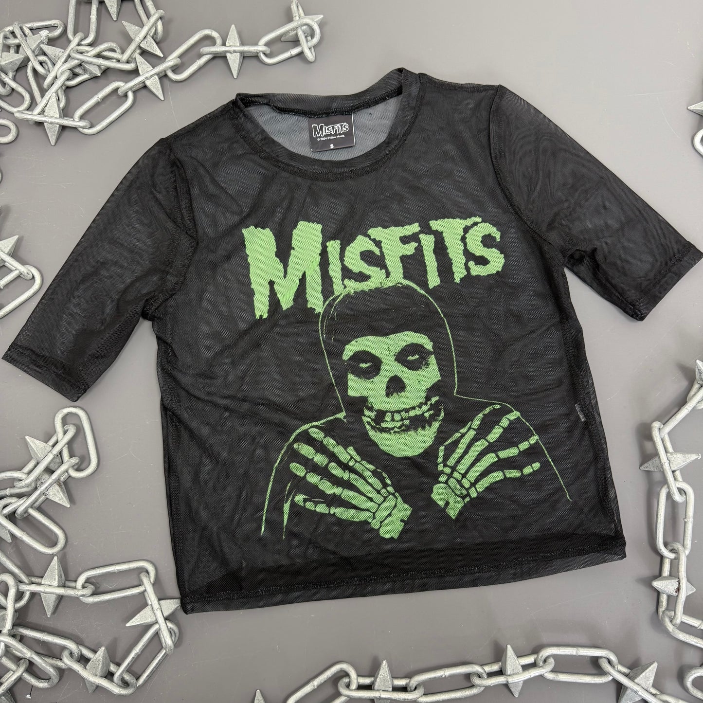 Misfits Green Hands Mesh Crop Top