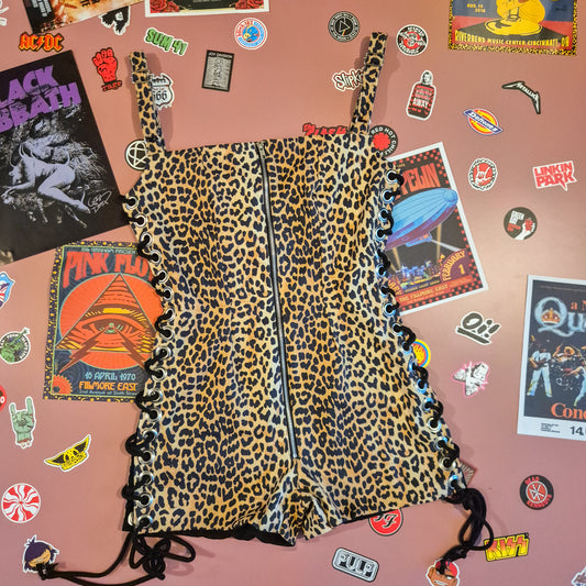 Leopard Print Lace Up Playsuit