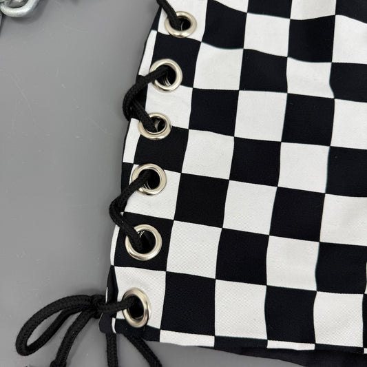 Checkerboard Lace Up Shorts