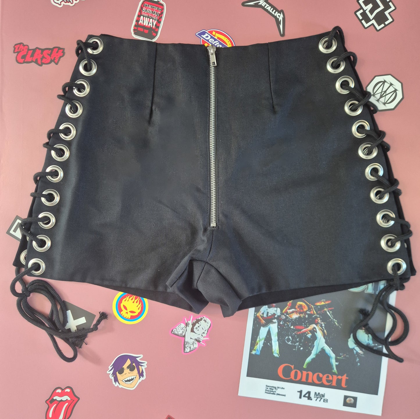 Black Lace Up Shorts