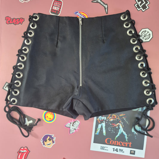 Black Lace Up Shorts