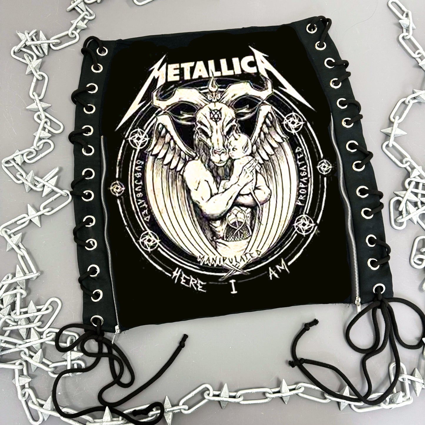 Metallica Baphomet Lace Up Skirt