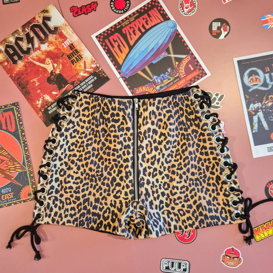 Leopard Print Lace Up Shorts
