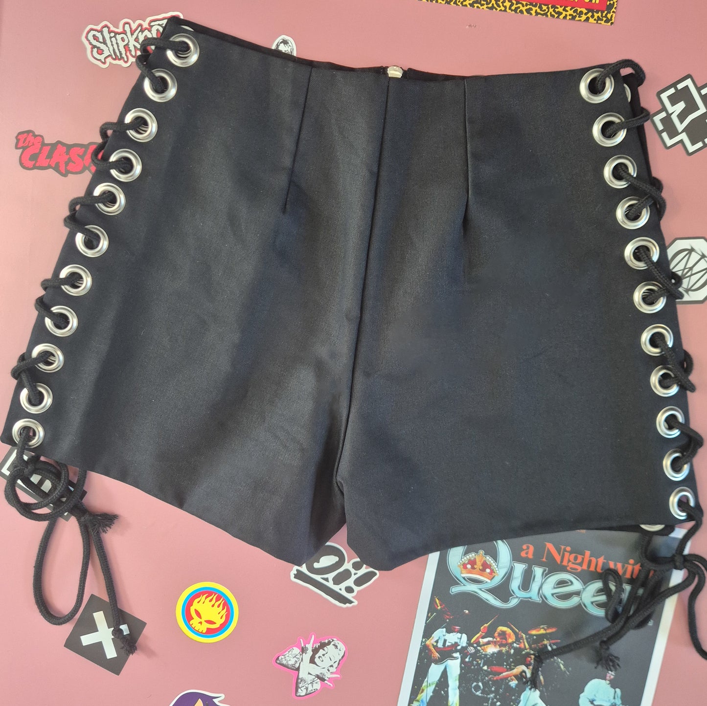 Black Lace Up Shorts