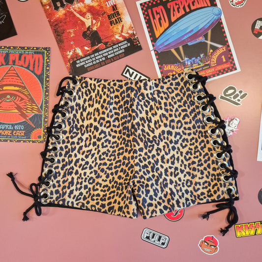 Leopard Print Lace Up Shorts
